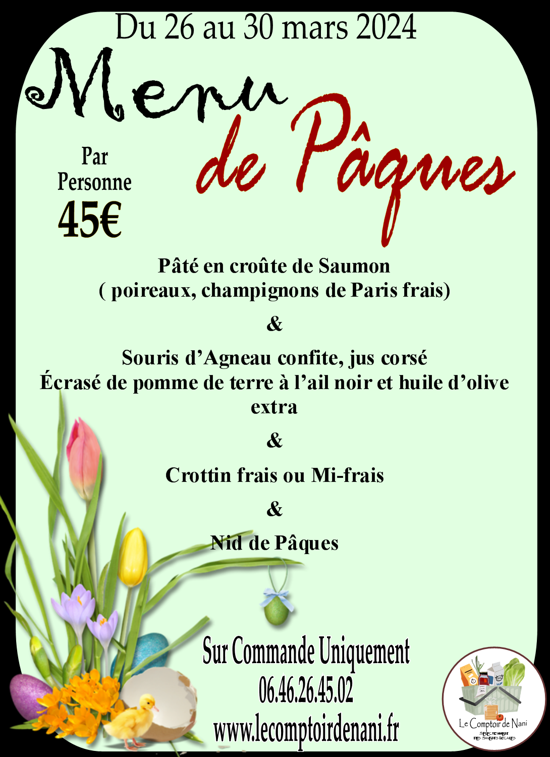 Menu pour paques